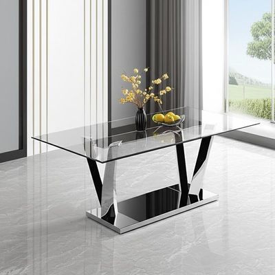 8人のための緩和されたガラス鋼鉄足を搭載する6つの座席贅沢な現代ダイニング テーブル