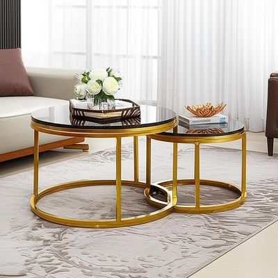 室内家具 コーヒーテーブル ローング ステンレス スチール テーブル セット リビング のための 黄金の絵画