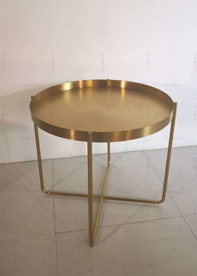 金金属の側面の茶テーブルのコーヒー テーブルD60xH50cm 201のステンレス鋼