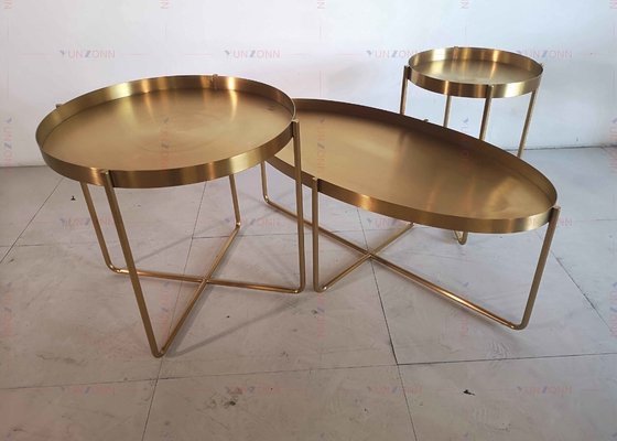 金金属の側面の茶テーブルのコーヒー テーブルD60xH50cm 201のステンレス鋼