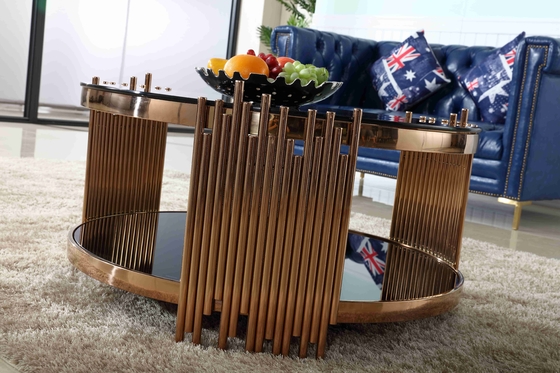 現代贅沢な流行の茶テーブルの金の円形のコーヒー テーブルは居間の家具を置いた