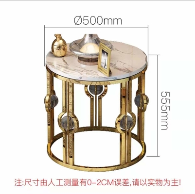 金はステンレス鋼の大理石の側面のテーブルの丸かどのテーブル軽く贅沢な金属のクリスタル・ボールをめっきした