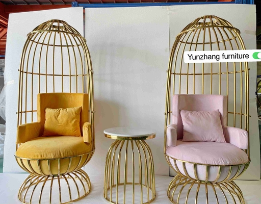 ホテルの宴会のための快適な金属の金の鳥かごの椅子のステンレス鋼