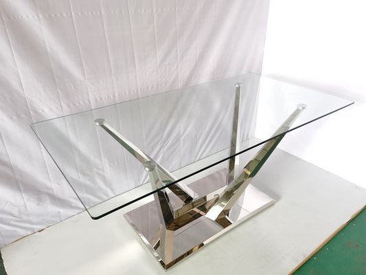 良い値段 6つの椅子のステンレス鋼の大理石の石のダイニング テーブルが付いているガラス ダイニング テーブル オンライン