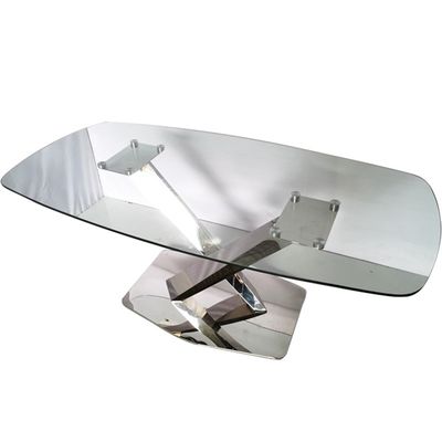 良い値段 ガラスの食卓 レストラン ステンレス鋼食卓セット テーブルと椅子 オンライン