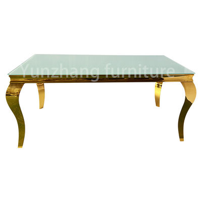 お買い得 長方形は大理石の上が付いている食堂のステンレス鋼のテーブルを形づける オンライン