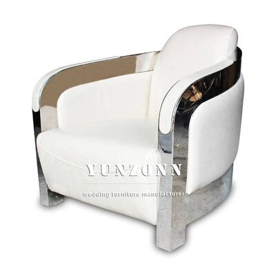 お買い得 北欧スタイルのシングルソファ、ホテルリビングルーム家具用レザーとステンレススチールフレーム付き オンライン