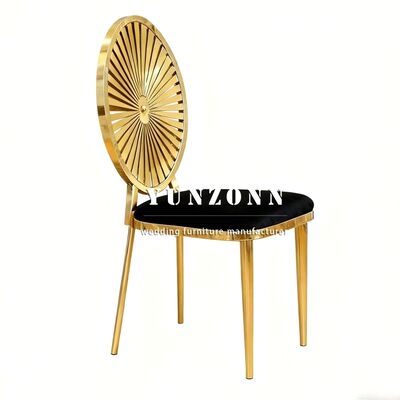 品質 ホテルウェディングバンケットウェディング家具ステンレススチールフレームチェア用ゴールデンウェディングチェアスタッカブルダイニングチェア 工場