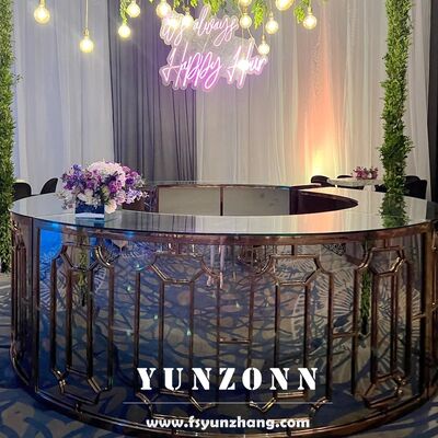 お買い得 結婚式イベントパブゴールドステンレススチール丸テーブルハイポータブルホームバーカウンターコーナーバーラウンジ家具 オンライン