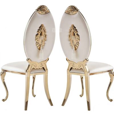 お買い得 家具工場直販 ステンレス製金メッキ クラシックスタイル ハイバックチェア 結婚式・宴会に最適 オンライン