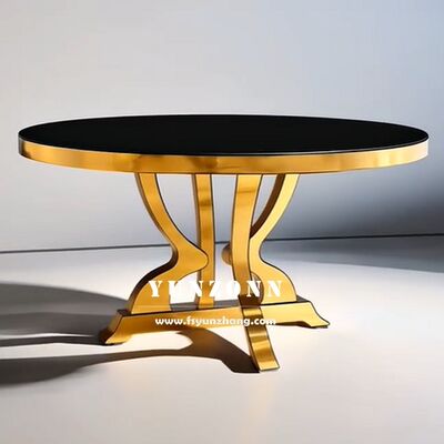 お買い得 新スタイル ステンレス スチール 丸い 食卓 金色 イベント ホテルの結婚式テーブル オンライン