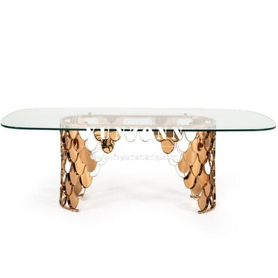 お買い得 モダンラグジュアリーガラス天板ステンレススチールセンターピース ウェディングテーブルデコレーション ダイニング アウトドア ホテル用 オンライン