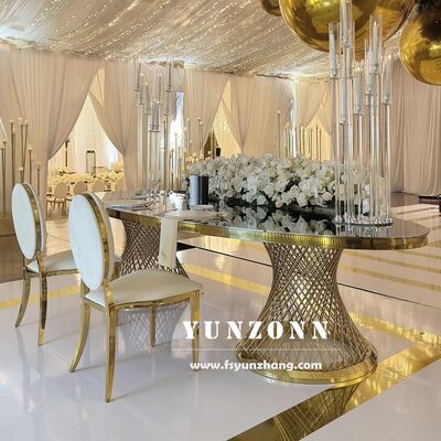 お買い得 高級 豪華 ステンレス スチール ロング オバル 食卓 ホテル 宴会 結婚式 イベント オンライン