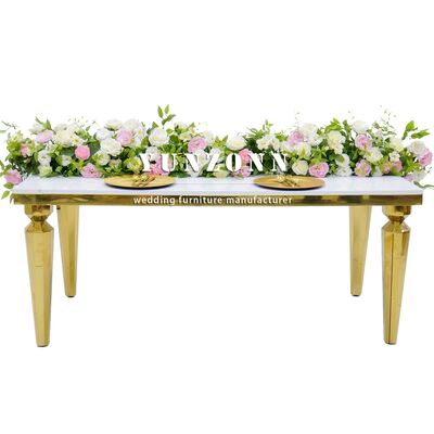 お買い得 モダンな長方形ヴィーナスゴールドダイニングテーブル、透明ガラス天板、ステンレススチールフレーム（イベント・バンケット用） オンライン