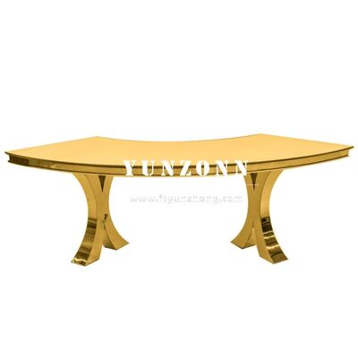 お買い得 モダンゴールドクロスXレッグスサーペンタインS字型ガラスメタルウェディングダイニングバンケットテーブル（屋外ホテルイベントパーティー用） オンライン