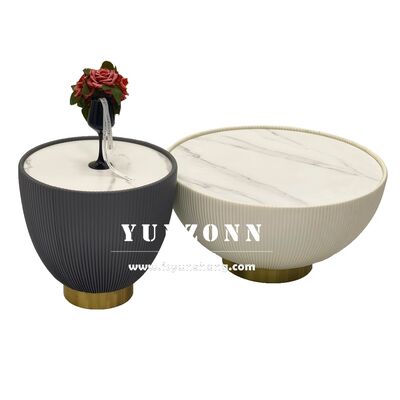 お買い得 リビングルームまたはホテルの使用に適した、ロックプレートデザインのホットセールホワイトラウンドコーヒーテーブル オンライン