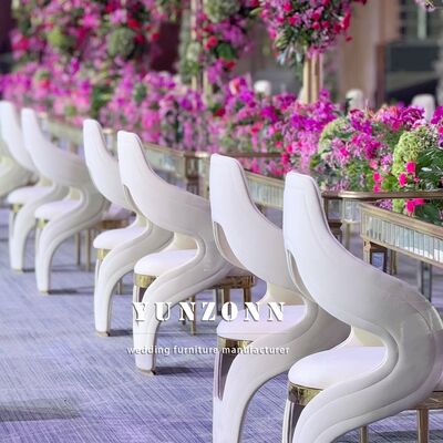 お買い得 ホテル・結婚式場・レストラン・屋外・ホールの使用に適した、モダンでクリエイティブなデザインのステンレス製ダイニングチェア（ファブリック張り） オンライン