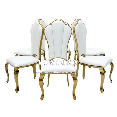 お買い得 ホテル・レストラン・レセプション向けの高級イベント用家具 ステンレススチール ゴールド スタッキング可能なバンケット・ウェディングチェア オンライン