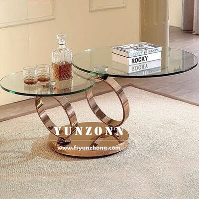 お買い得 現代的な多機能コーヒーテーブル ダブルテンパールガラス トップ回転型円形デザイン リビング ダイニング ホーム キッチン ベッドルーム オンライン