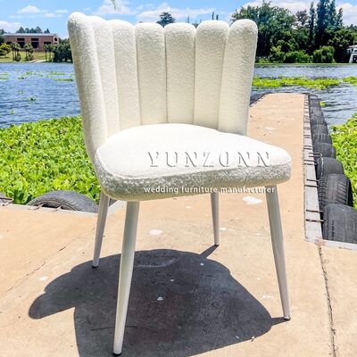 お買い得 ホワイトテディベルベットラウンジチェア ステンレス鋼のエレガント オンライン