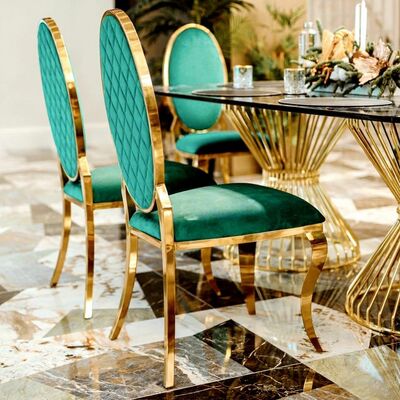 お買い得 耐久性ステンレス鋼 結婚式椅子 豪華なゴールド スタック可能 屋外ジム アパートメント ビラ オーバル バック レストラン バンケット レンタル オンライン