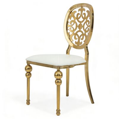 お買い得 ヨーロピアンラグジュアリーダイニングチェア モダンデザイン ステンレススチール レザーPU素材 屋外バンケットレストラン用耐久性 オンライン