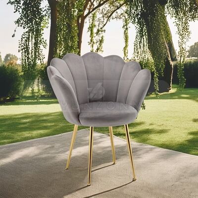 お買い得 ノルディックデザイナー グレー ベルヴェット ダイニングチェア シェル 形状 背筋 金色の脚 個別 扶手椅子 リビング 部屋 ホテル ジム ポリステル 金属 オンライン
