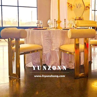 お買い得 カリフォルニアゴールド ステンレススチール ダイニングチェア ベルベットクッション付き 結婚式・ホテル用 オンライン