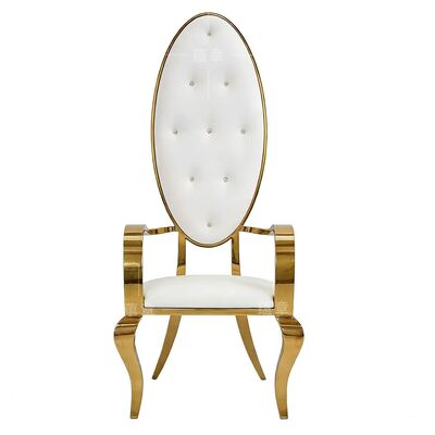 お買い得 パーティーダイニングホテル向けラグジュアリーステンレススチールレザー耐久性アウトドアモダンハイバックバンケットホールブライダルウェディングヴィラチェア オンライン