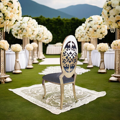 お買い得 豪華 クラシック ハイバック ダイニング チェア ゴールド ステンレス フレーム 彫刻 婚礼 アパート ホテル イベント オンライン