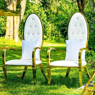 お買い得 モダン ステンレススチール メタル スローン キング＆クイーンチェア ウェディング エンプレスチェア イベント・バンケット・ホテル用 オンライン