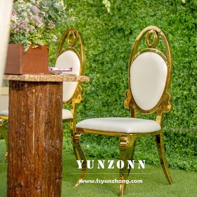 お買い得 モダンゴールドオーバルバックウェディングダイニングチェア卸売ステンレス鋼家具、バンケットおよびホテル用 オンライン