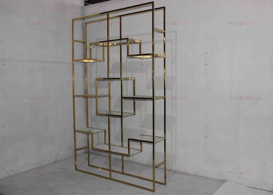 良い値段 ステンレス鋼の金現代ワインの棚のキャビネット ライト古典的な贅沢 オンライン