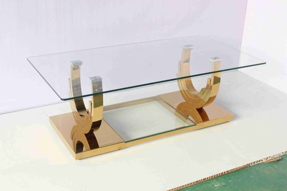 良い値段 チタニウムの金のU字型基礎2部分のコーヒー テーブルは居間の家の家具を置いた オンライン